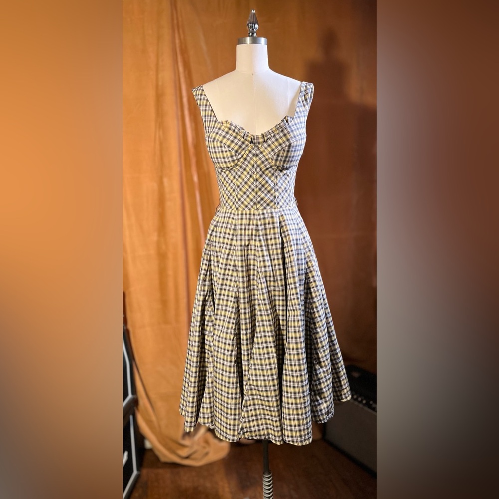 ALEXANDER MCQUEEN Yellow and Black Checkered Dress SIZE 6